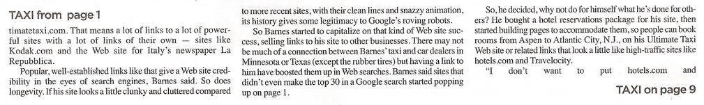 Taxi Featured In Aspen Daily News 2003