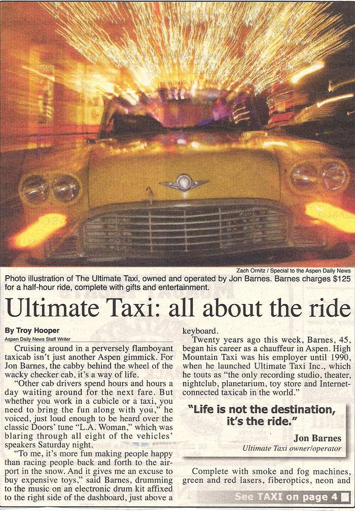 Taxi Featured In Aspen Daily News 2003